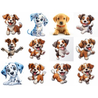 รูปสุนัขน่ารัก แนวสติ๊กเกอร์ พื้นหลังขาว ดาวน์โหลดฟรี 4096x4096 px